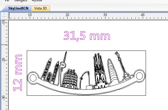 Colgante Skyline de Barcelona en Plata de Ley