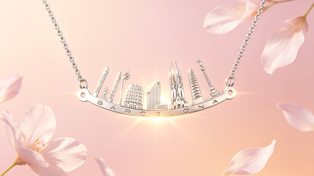 Colgante Skyline de Barcelona en Plata de Ley