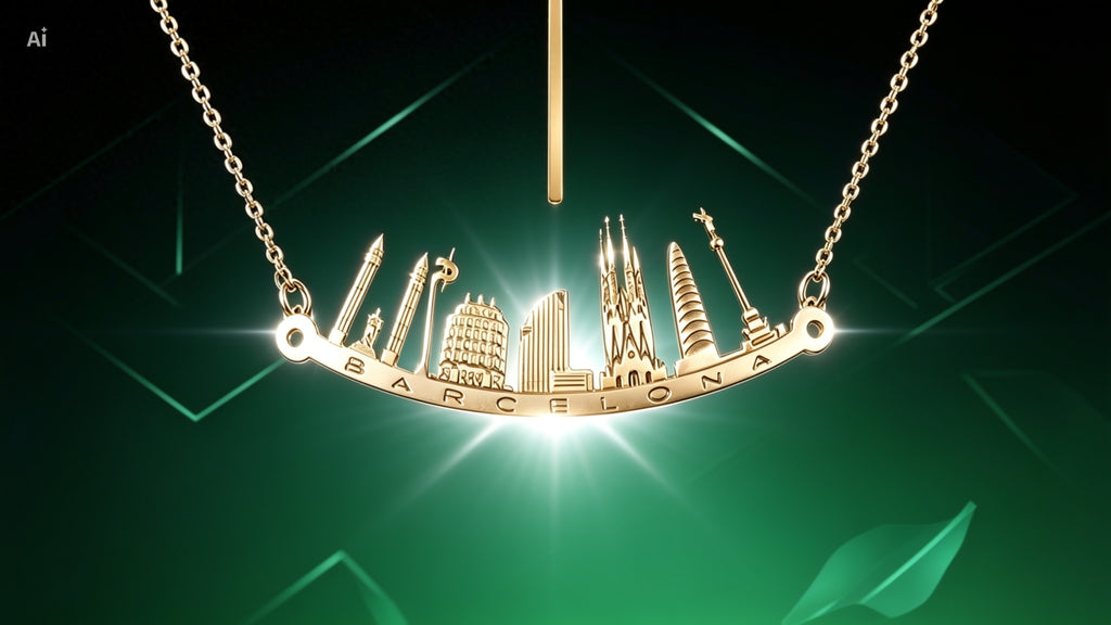 Colgante Skyline de Barcelona en Plata de Ley