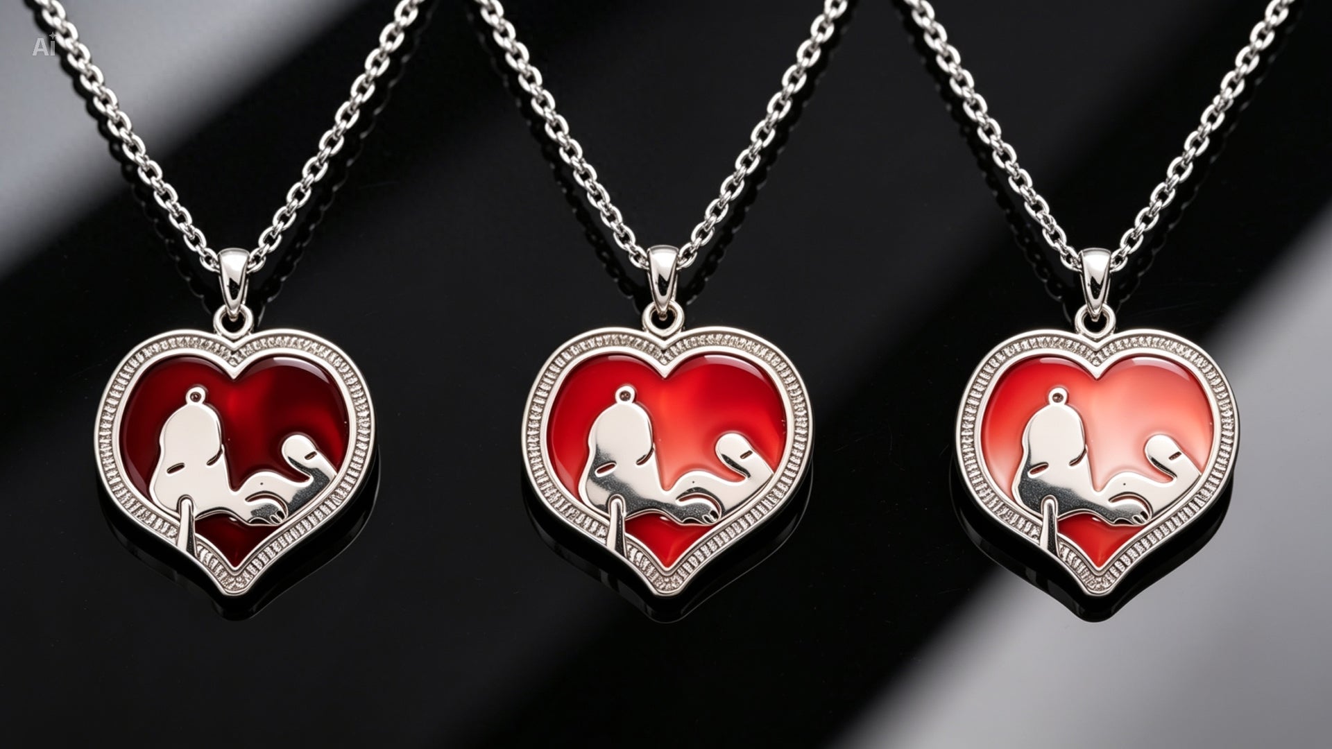 Colgante Snoopy Corazón de Plata y Esmalte