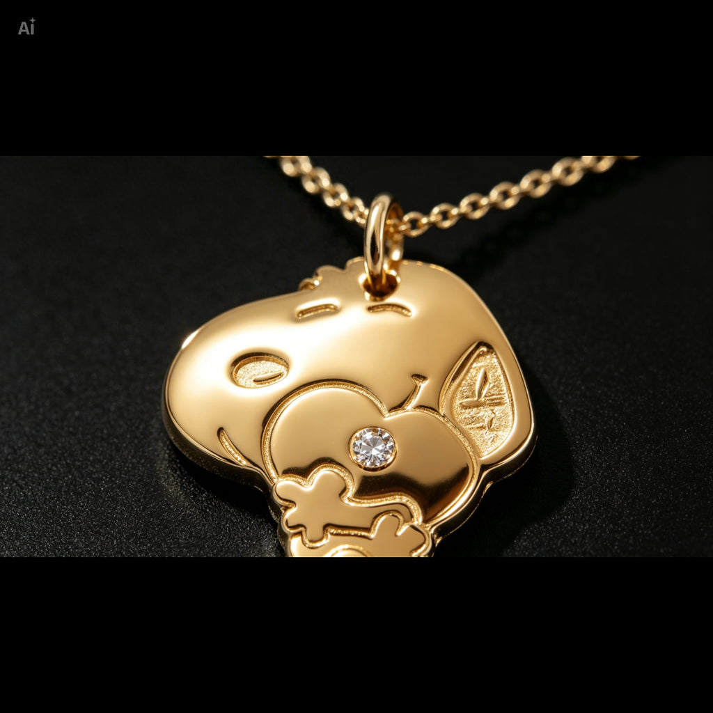 Colgante Snoopy de Plata y Diamante