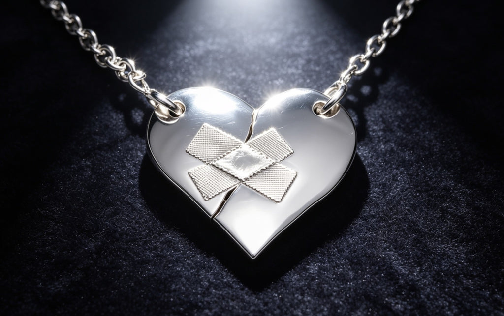 Steling Silver Wounded Heart Pendant Necklace