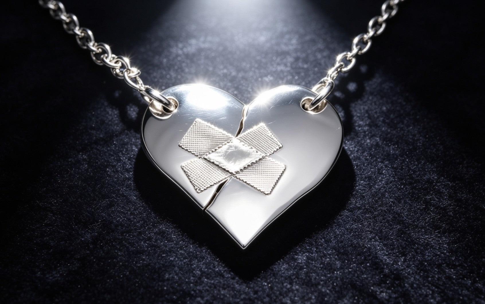 Steling Silver Wounded Heart Pendant Necklace