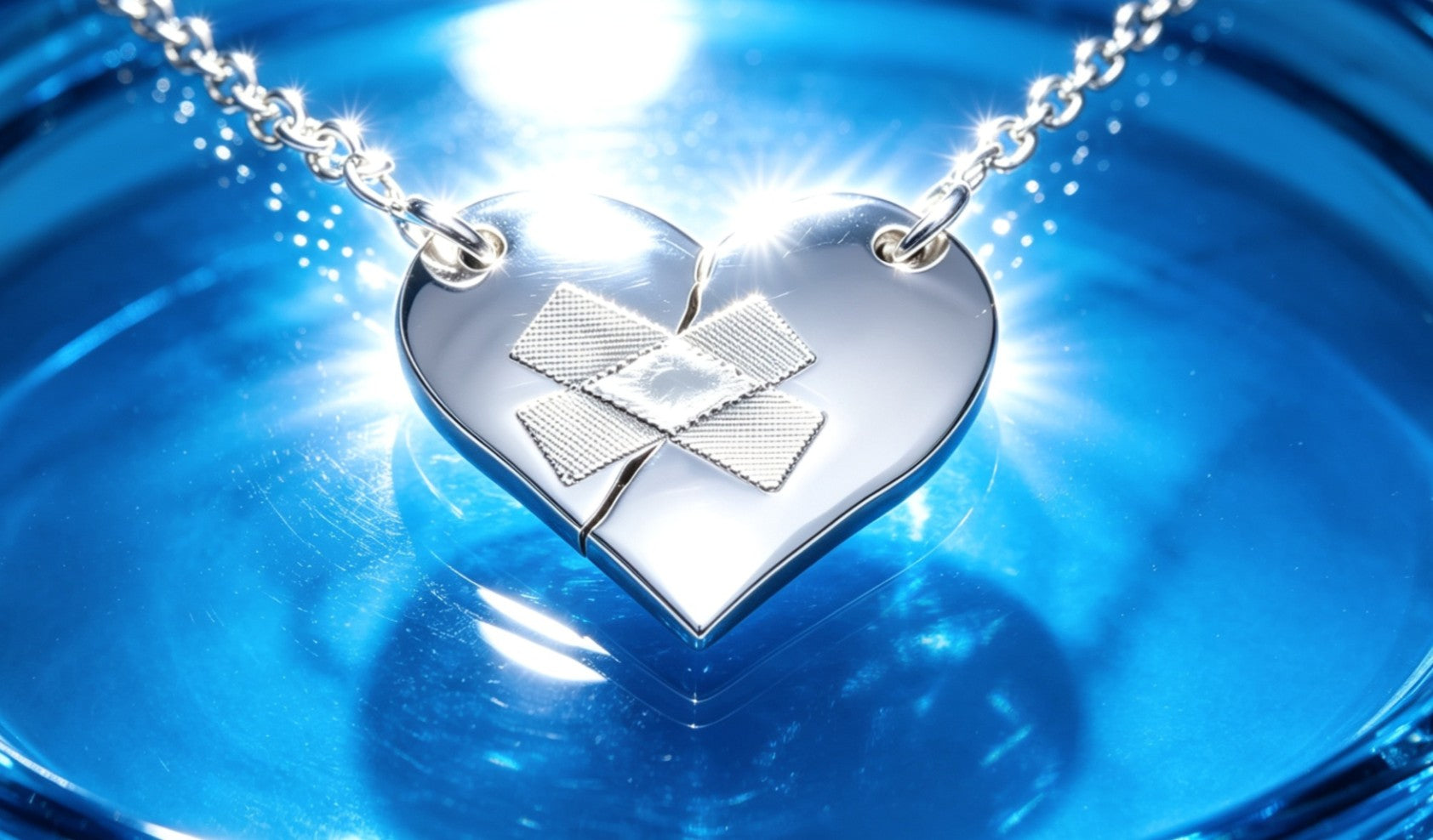 Steling Silver Wounded Heart Pendant Necklace