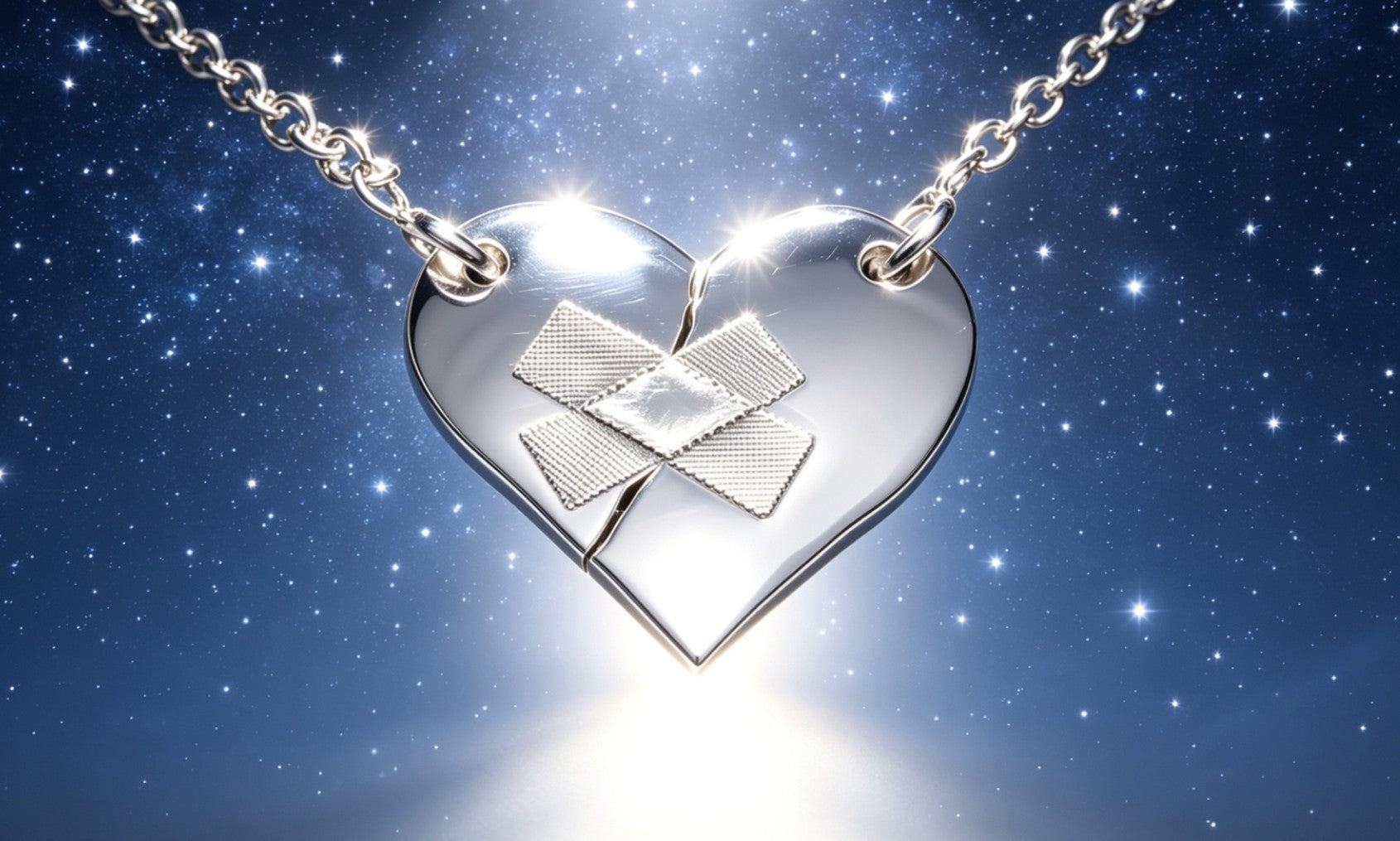 Steling Silver Wounded Heart Pendant Necklace