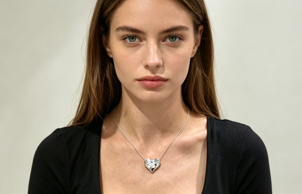 Steling Silver Wounded Heart Pendant Necklace