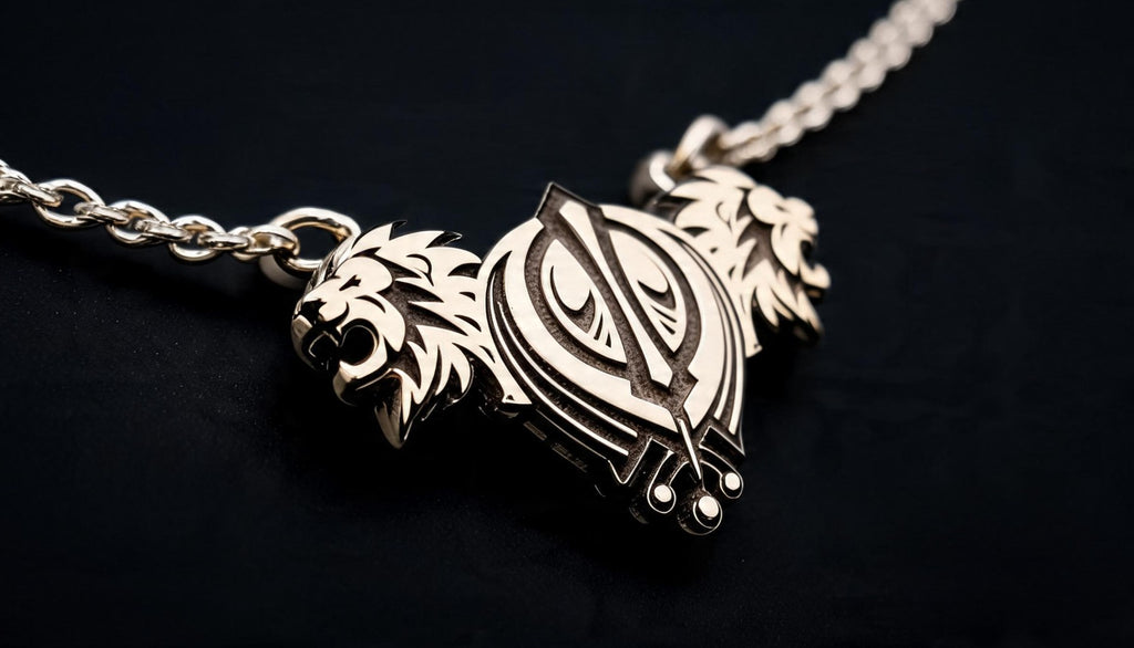 ✨ Khanda & Leones — Colgante de Plata de Ley 925