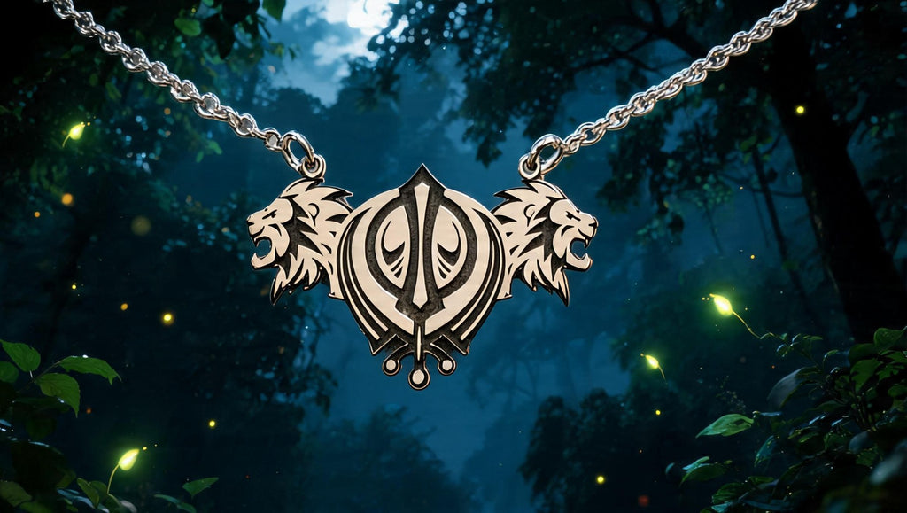 ✨ Khanda & Leones — Colgante de Plata de Ley 925