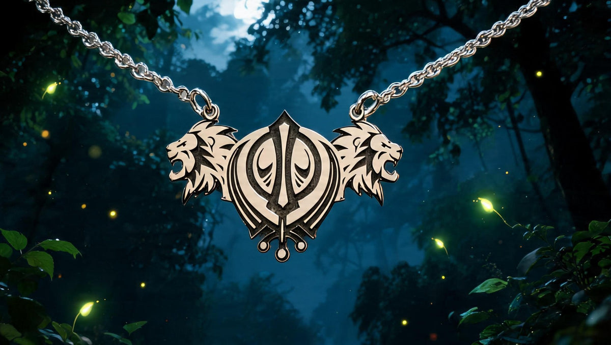 ✨ Khanda & Leones — Colgante de Plata de Ley 925