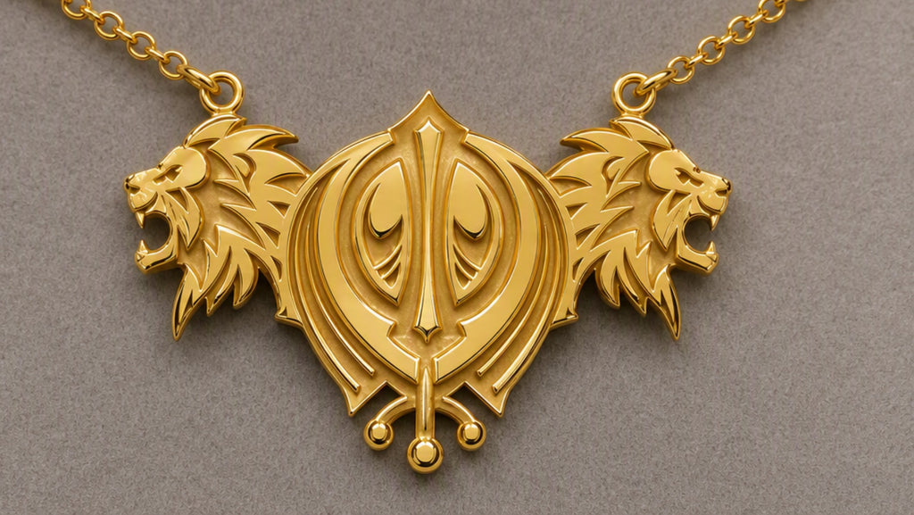 ✨ Khanda & Leones — Colgante de Plata de Ley 925