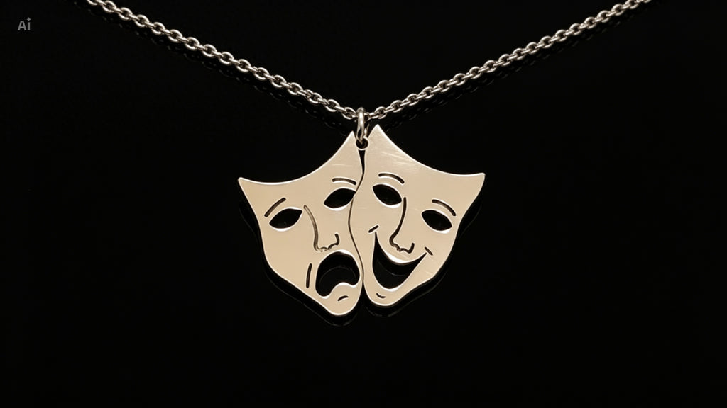 Colgante de máscaras de teatro de plata de ley