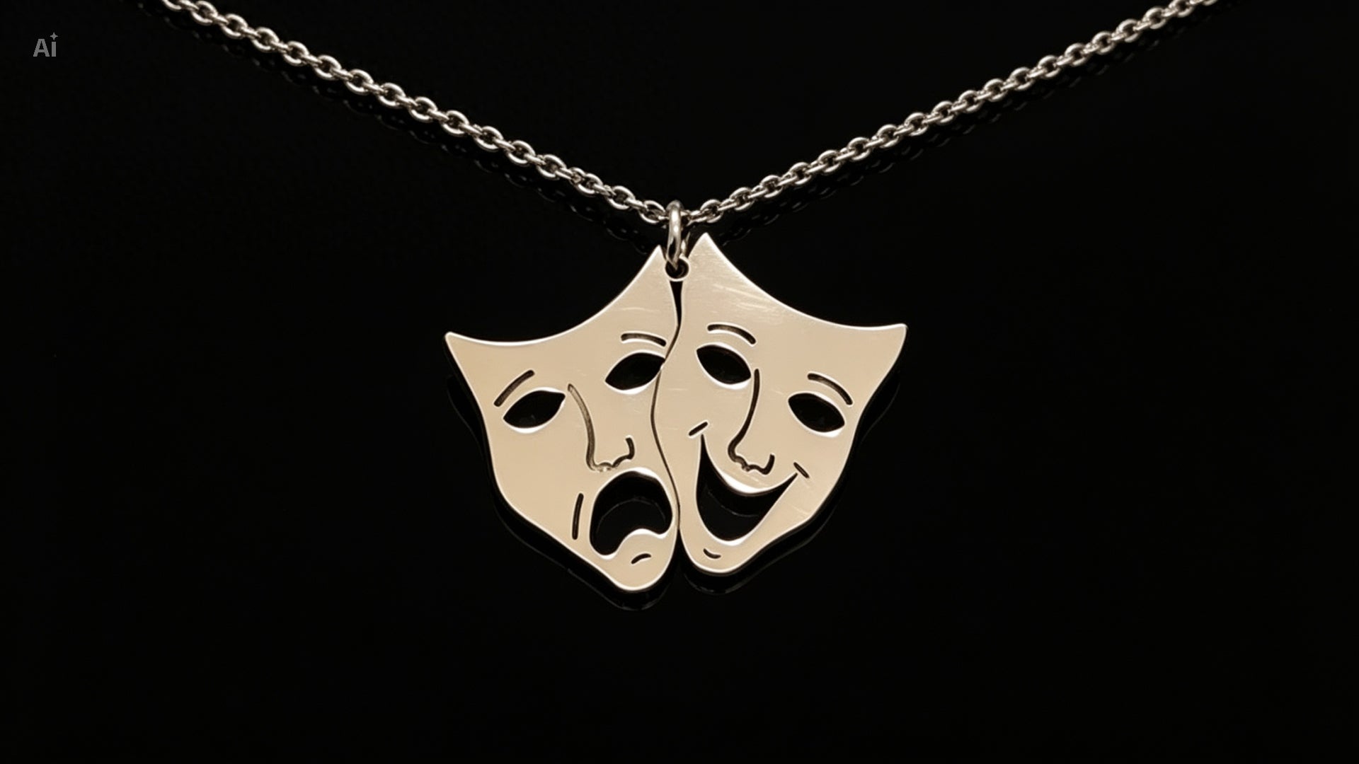 Colgante de máscaras de teatro de plata de ley