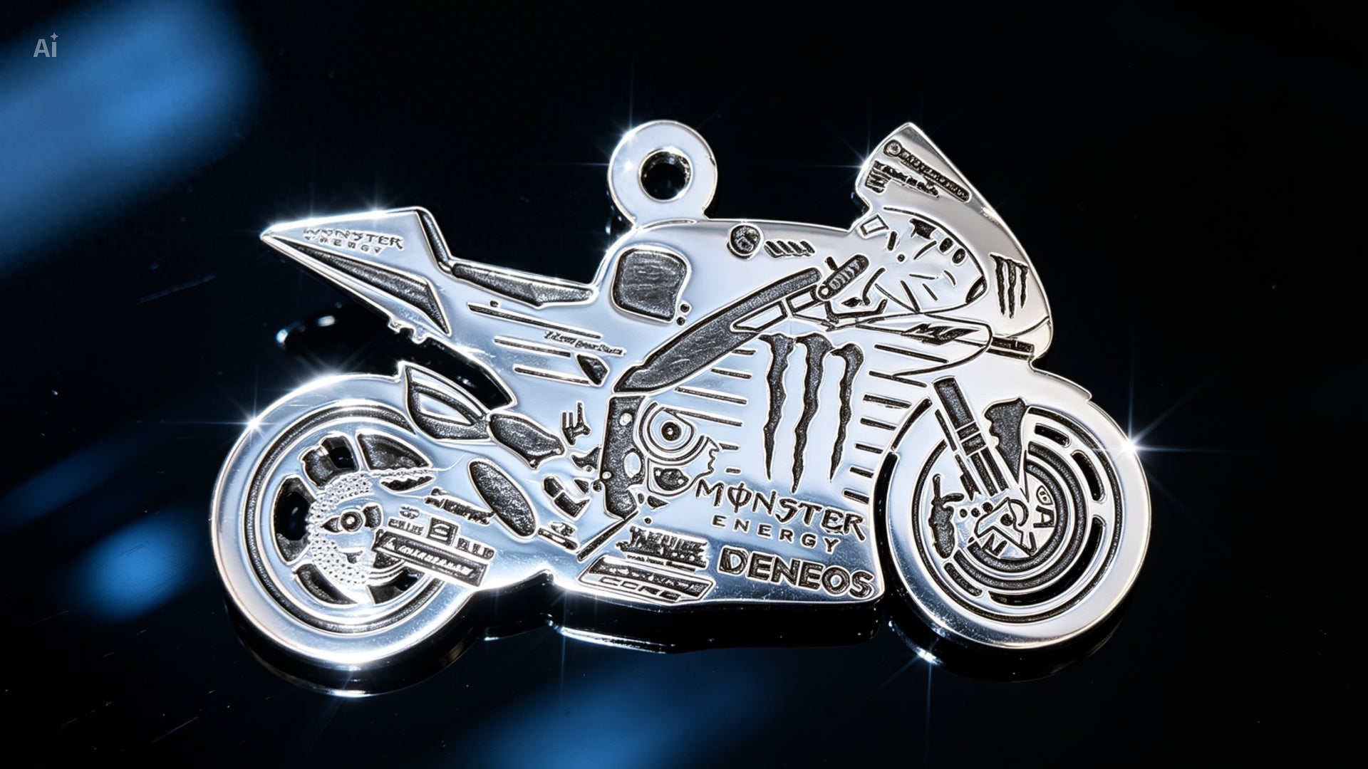 Colgante de plata esterlina con diseño de motocicleta personalizada.