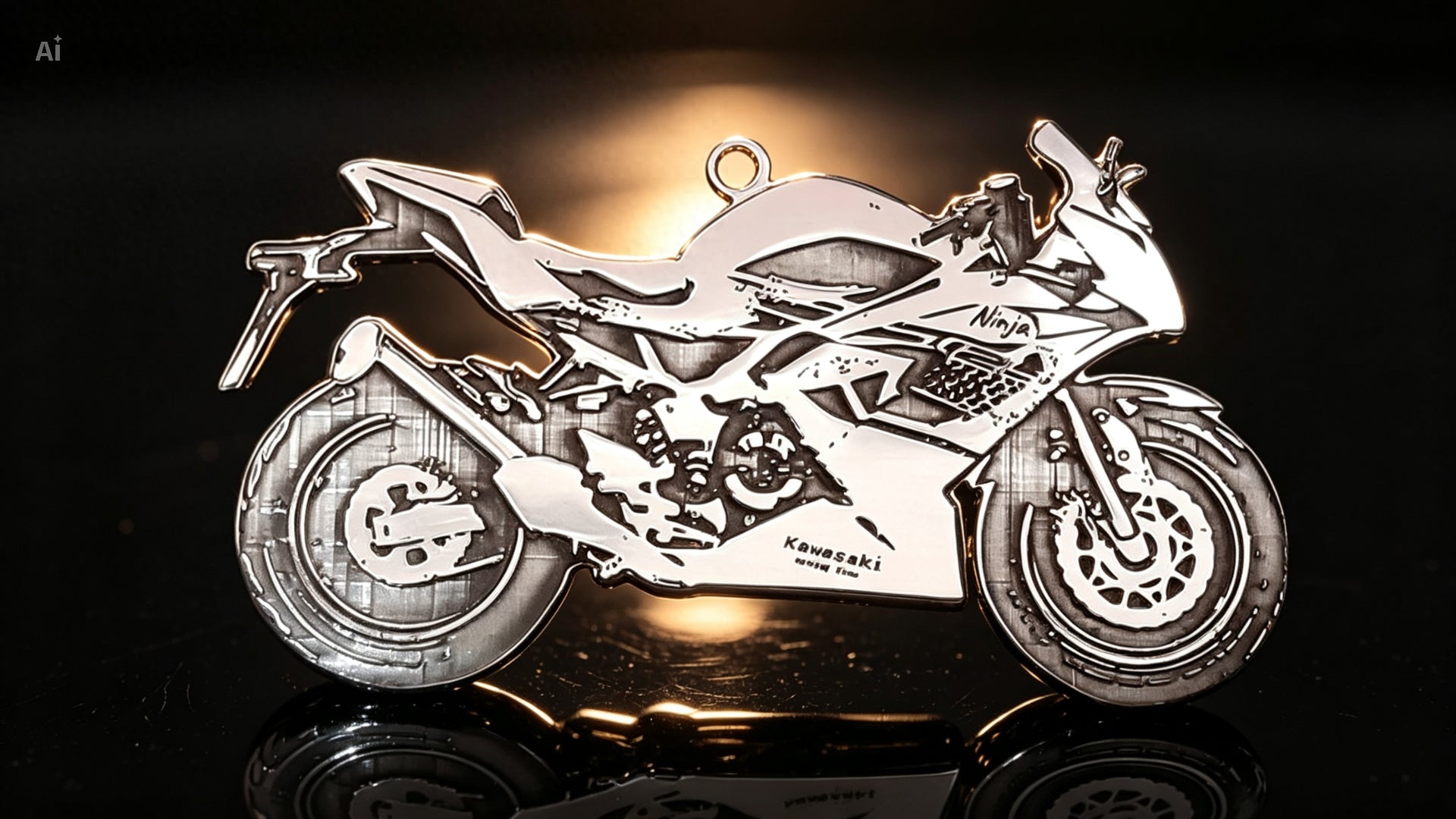 Colgante de plata esterlina con diseño de motocicleta personalizada.