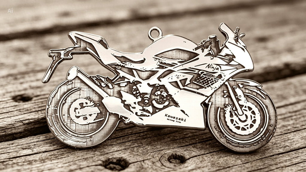 Colgante de plata esterlina con diseño de motocicleta personalizada.