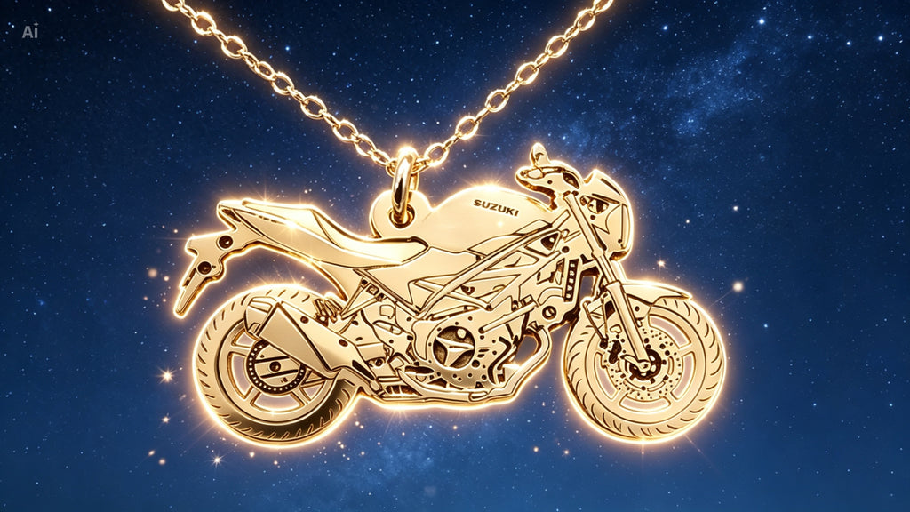 Colgante de plata esterlina con diseño de motocicleta personalizada.