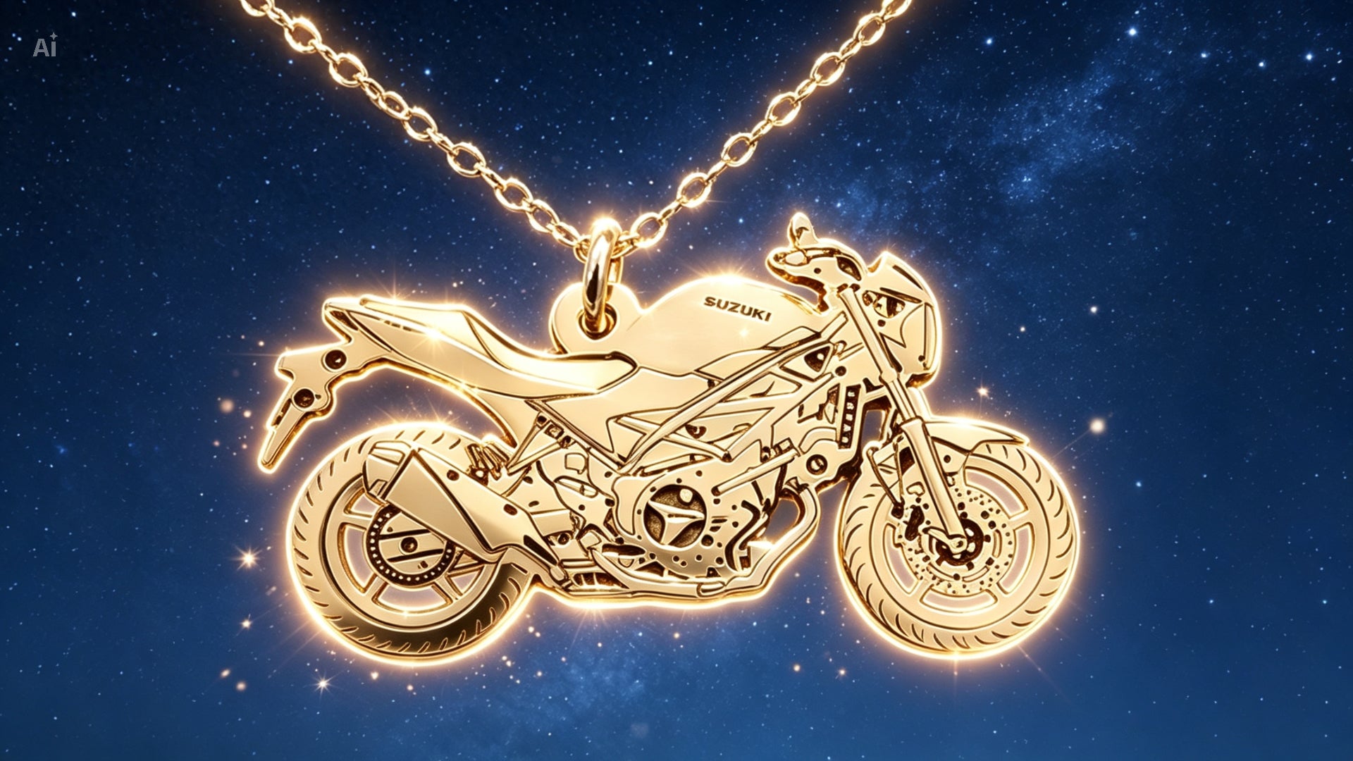 Colgante de plata esterlina con diseño de motocicleta personalizada.