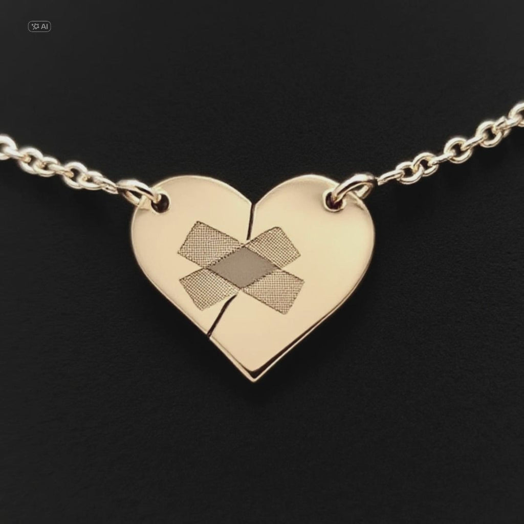 Collar con colgante de corazón herido de plata de ley