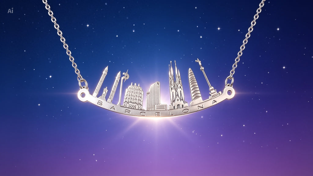 Colgante Skyline de Barcelona en Plata de Ley