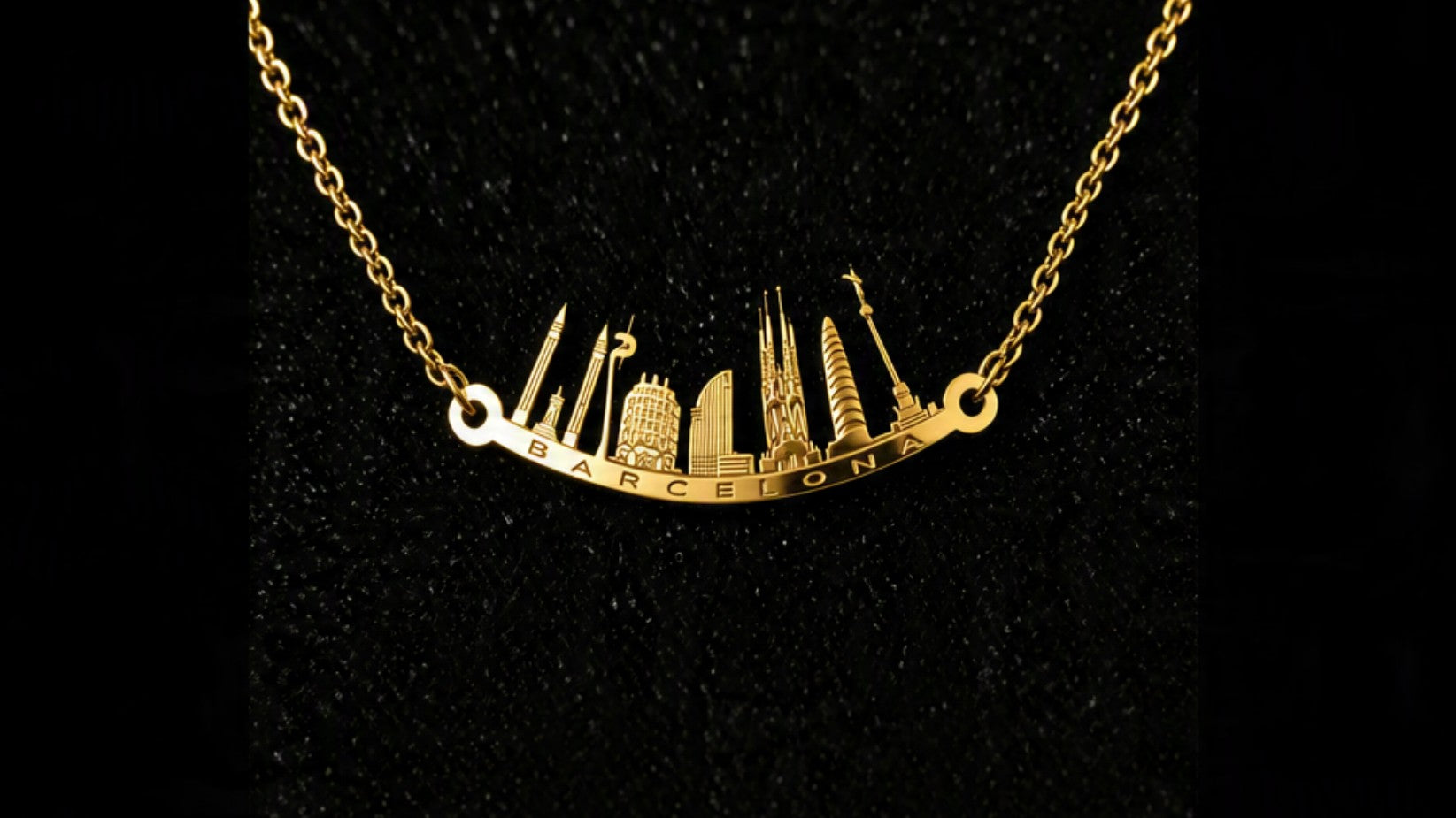 Barcelona Skyline Sterling Silver Pendant