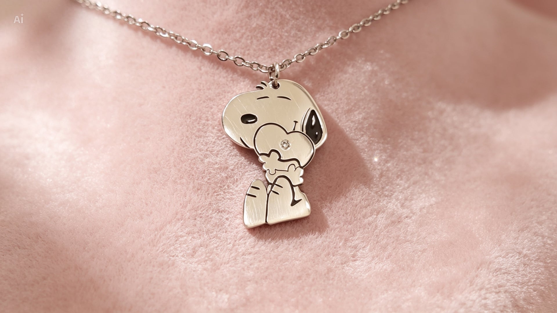 Colgante Snoopy de Plata y Diamante