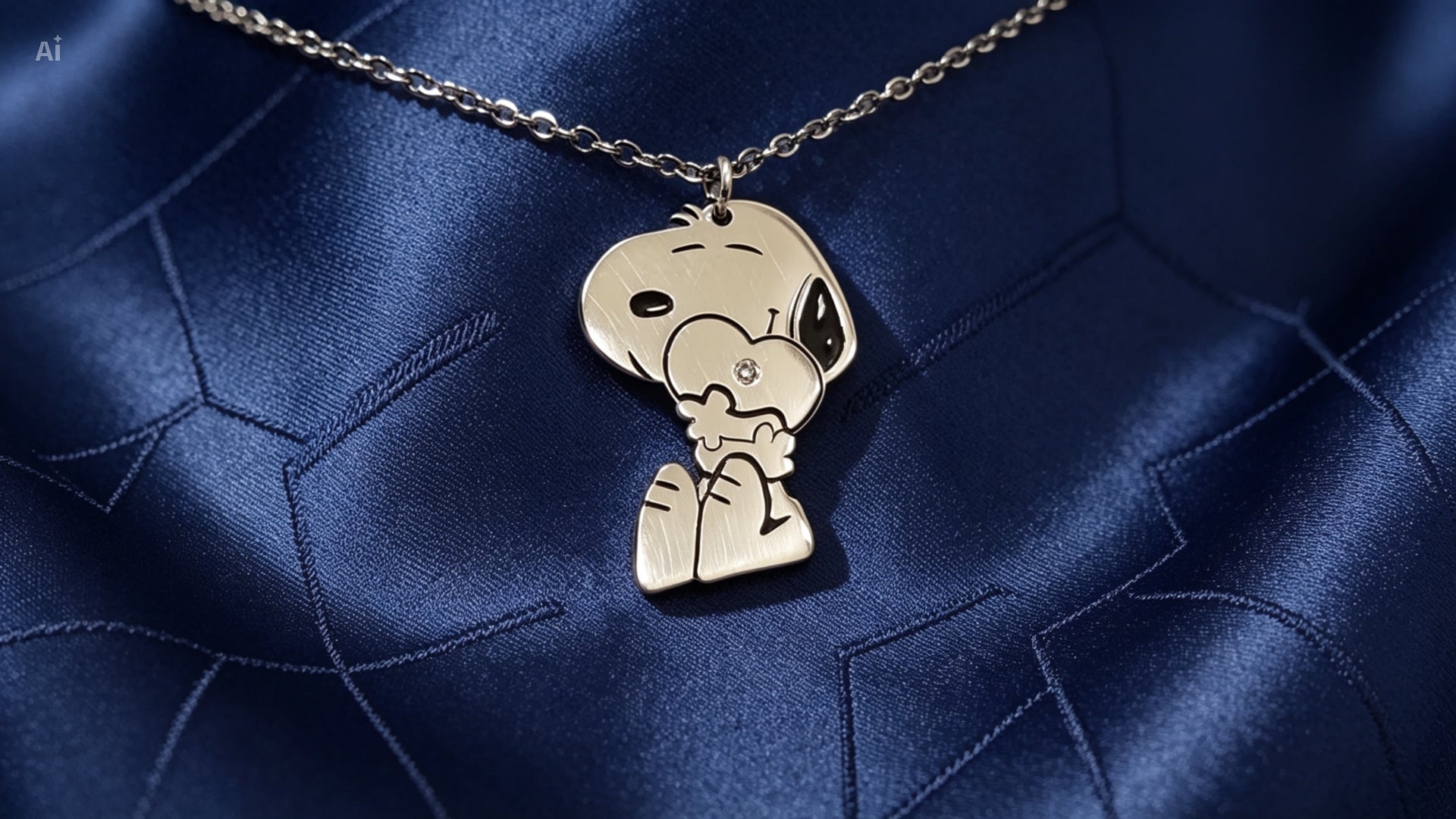 Colgante Snoopy de Plata y Diamante