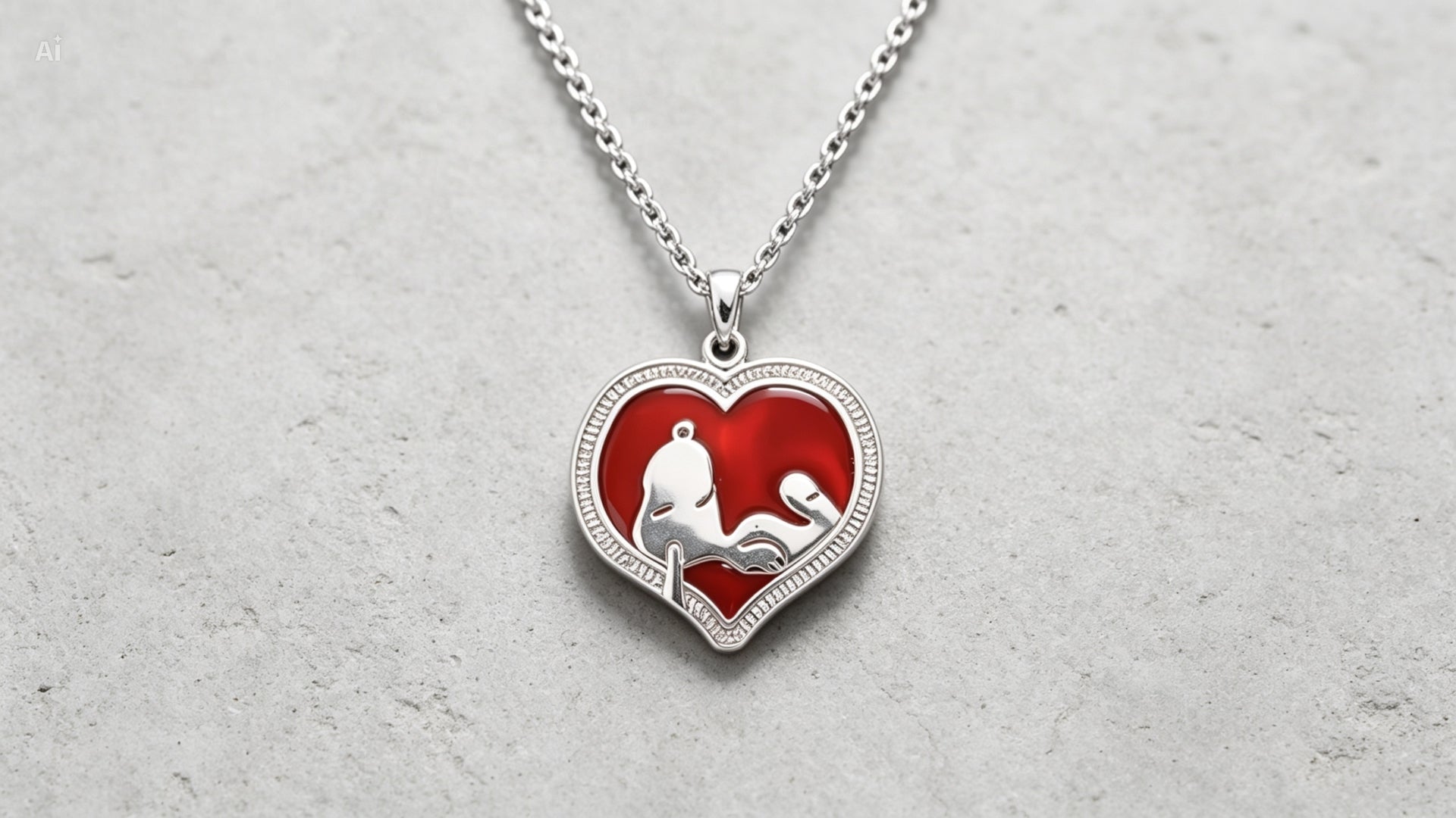 Colgante Snoopy Corazón de Plata y Esmalte