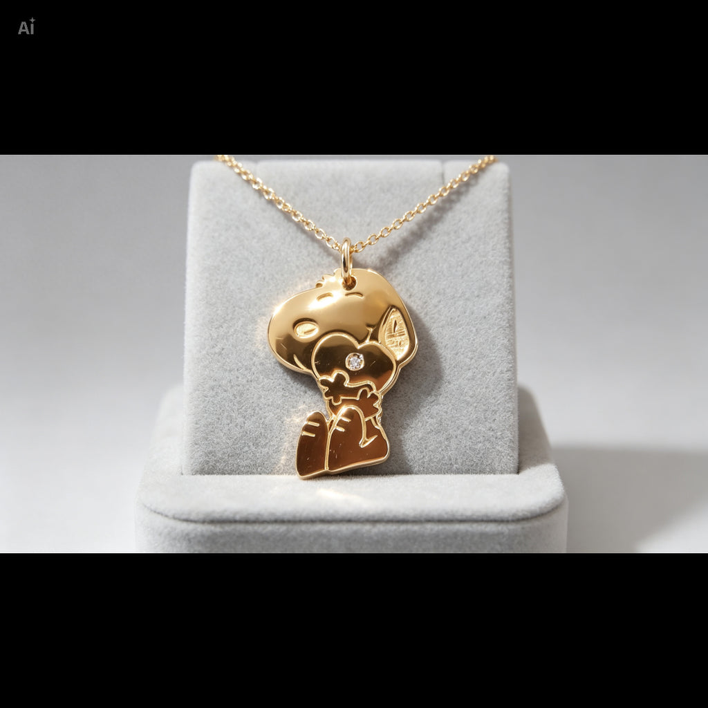 Colgante Snoopy de Plata y Diamante