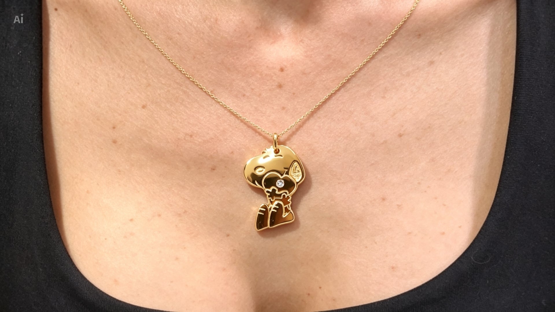 Colgante Snoopy de Plata y Diamante