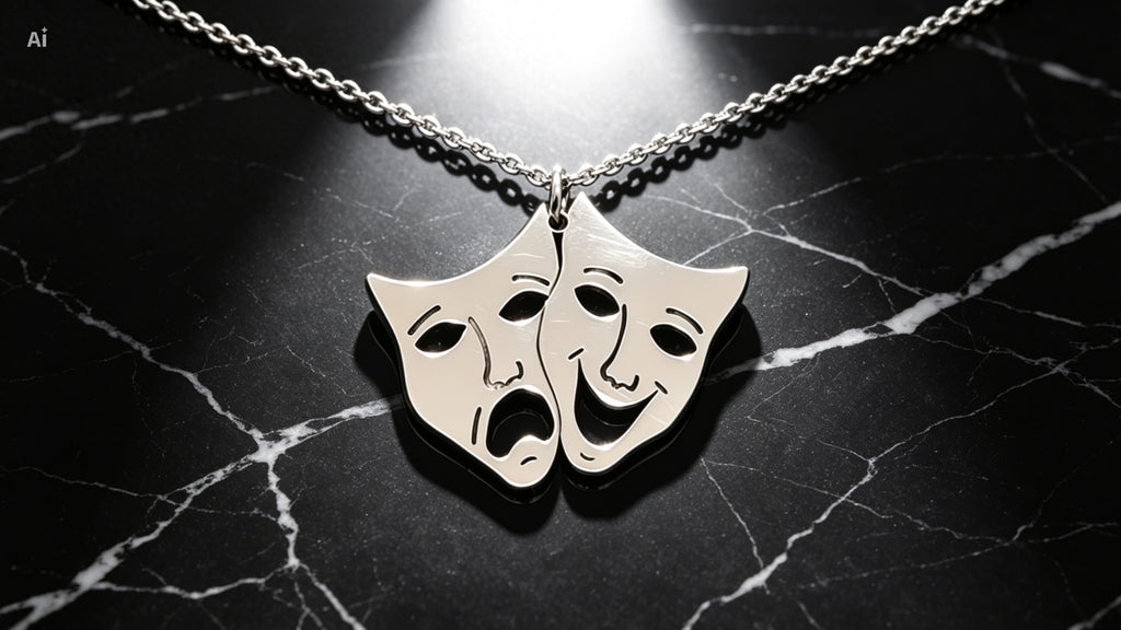 Colgante de máscaras de teatro de plata de ley