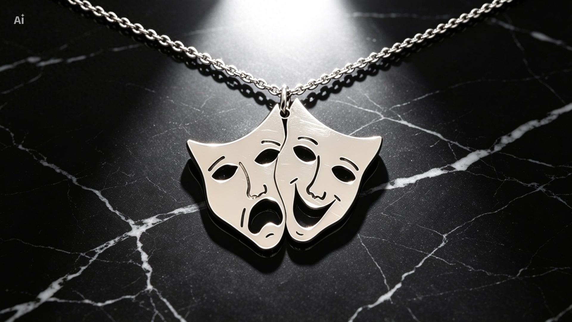 Colgante de máscaras de teatro de plata de ley
