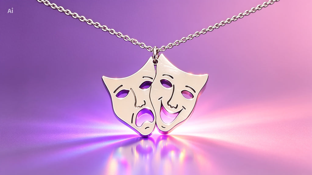 Colgante de máscaras de teatro de plata de ley