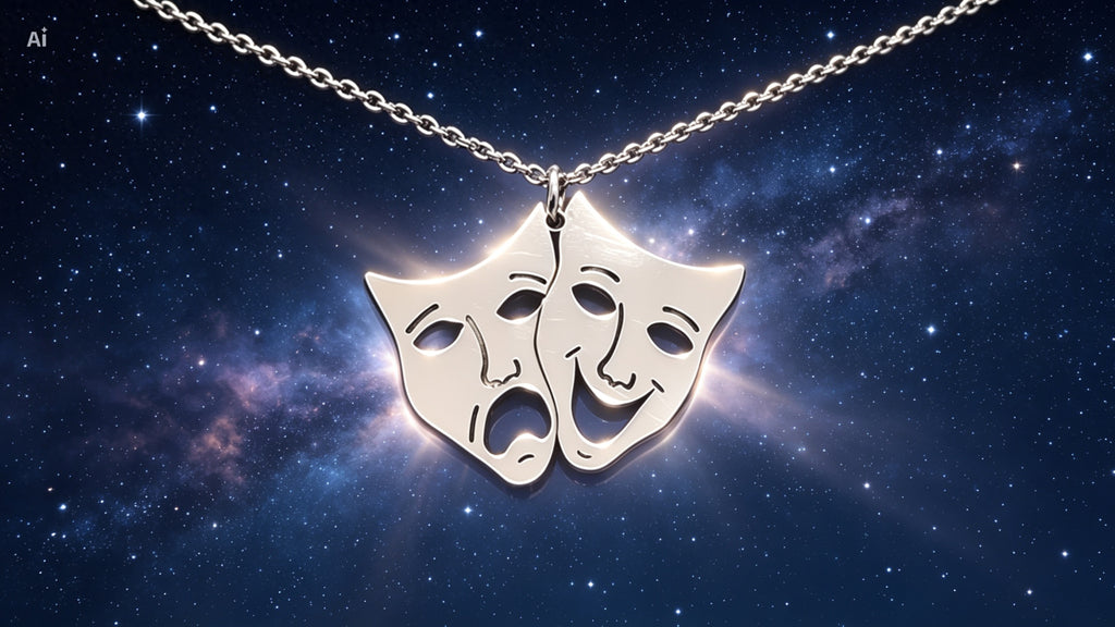 Colgante de máscaras de teatro de plata de ley